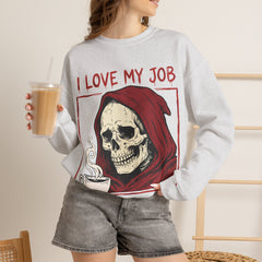 Sarcastic Grim Reaper Coffee Lover Retro Crewneck Sweatshirt