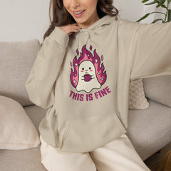 Funny Ghost This Is Fine Coffee Retro Hoodie