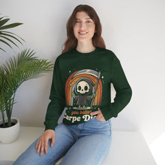 Funny Grim Reaper Carpe Diem Seize The Day Retro Crewneck Sweatshirt