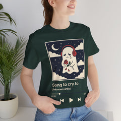 Funny Sad Ghost Song To Cry To Retro Music Player T-Shirt