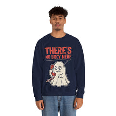 Funny Ghost There's No Body Here Phone Retro Crewneck Sweatshirt