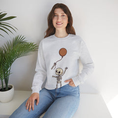 Funny Skeleton Balloon Floating Hand Retro Halloween Crewneck Sweatshirt