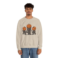 Cute Halloween Black Cats Pumpkin Helmet Crewneck Sweatshirt