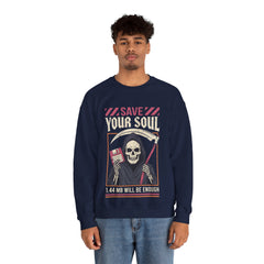Funny Grim Reaper Floppy Disk Save Your Soul Crewneck Sweatshirt