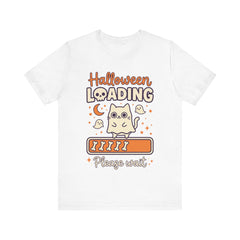 Halloween Loading Please Wait Cute Ghost Cat Purple T-Shirt