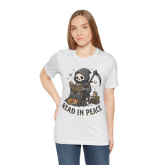 Funny Grim Reaper Read In Peace Book Cat T-Shirt