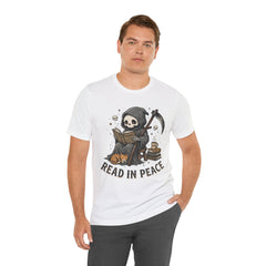 Funny Grim Reaper Read In Peace Book Cat T-Shirt
