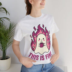 Funny Ghost This Is Fine Coffee Retro T-Shirt