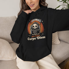 Funny Grim Reaper Carpe Diem Seize The Day Retro Hoodie