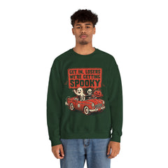 Funny Get In Losers We're Getting Spooky Retro Halloween Crewneck Sweatshirt