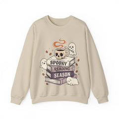 Spooky Reading Season Skull Coffee Mug Retro Crewneck Sweatshirt