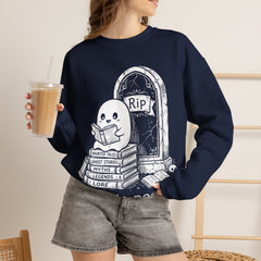 Funny Ghost Read In Peace Tombstone Halloween Crewneck Sweatshirt