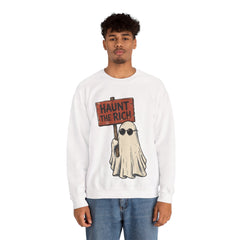 Spooky Protest Ghost Haunt The Rich Sarcastic Crewneck Sweatshirt