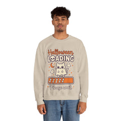 Halloween Loading Please Wait Cute Ghost Cat Purple Crewneck Sweatshirt