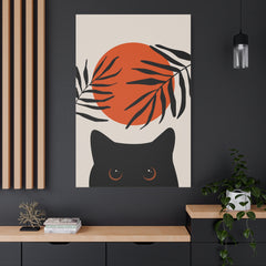 Abstract Boho Cat and Sun Canvas