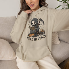 Funny Grim Reaper Read In Peace Book Cat Hoodie