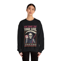 Funny Grim Reaper Floppy Disk Save Your Soul Crewneck Sweatshirt