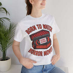 Funny Retro VHS Tape Coffin Born To Watch Horror Movies T-Shirt