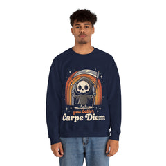 Funny Grim Reaper Carpe Diem Seize The Day Retro Crewneck Sweatshirt