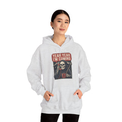 Funny Grim Reaper Yeah Yeah I'm Coming But First Coffee Hoodie