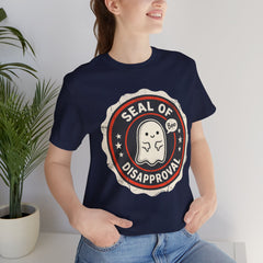 Funny Ghost Seal Of Disapproval Retro Badge T-Shirt