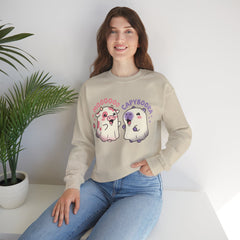 Funny Capyboora and Cow Ghost Retro Halloween Crewneck Sweatshirt