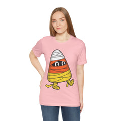 Funny Halloween Candy Corn Mummy Creeping Graphic T-Shirt