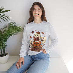 Cute Spooky Book Club Ghost Halloween Retro Crewneck Sweatshirt