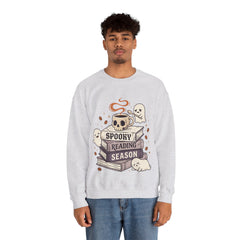 Spooky Reading Season Skull Coffee Mug Retro Crewneck Sweatshirt