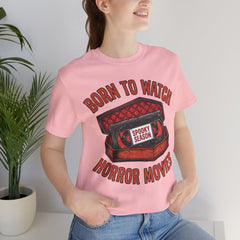 Funny Retro VHS Tape Coffin Born To Watch Horror Movies T-Shirt