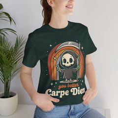 Funny Grim Reaper Carpe Diem Seize The Day Retro T-Shirt