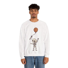 Funny Skeleton Balloon Floating Hand Retro Halloween Crewneck Sweatshirt