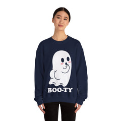 BOOty Cute Kawaii Cheeky Ghost Halloween Vector Art Crewneck Sweatshirt