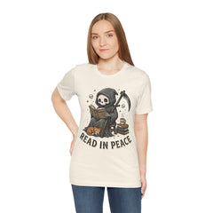 Funny Grim Reaper Read In Peace Book Cat T-Shirt