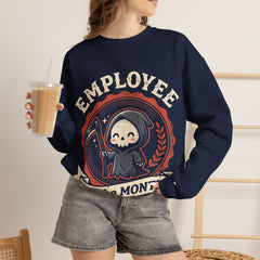 Funny Chibi Grim Reaper Employee Of The Month Retro Crewneck Sweatshirt
