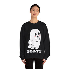 BOOty Cute Kawaii Cheeky Ghost Halloween Vector Art Crewneck Sweatshirt