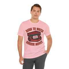 Funny Retro VHS Tape Coffin Born To Watch Horror Movies T-Shirt