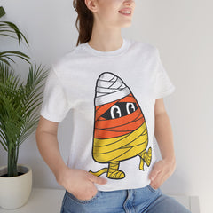 Funny Halloween Candy Corn Mummy Creeping Graphic T-Shirt