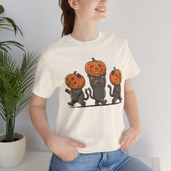 Cute Halloween Black Cats Pumpkin Helmet T-Shirt