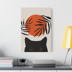 Abstract Boho Cat and Sun Canvas