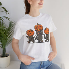 Cute Halloween Black Cats Pumpkin Helmet T-Shirt