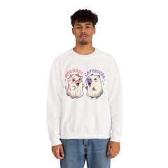 Funny Capyboora and Cow Ghost Retro Halloween Crewneck Sweatshirt