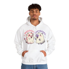 Funny Capyboora and Cow Ghost Retro Halloween Hoodie