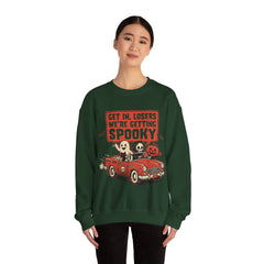 Funny Get In Losers We're Getting Spooky Retro Halloween Crewneck Sweatshirt