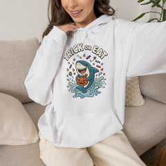 Funny Trick Or Eat Shark Pumpkin Halloween Hoodie