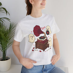 Funny Ghost Record Player Vinyl Gramophone Retro T-Shirt