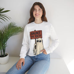 Spooky Protest Ghost Haunt The Rich Sarcastic Crewneck Sweatshirt