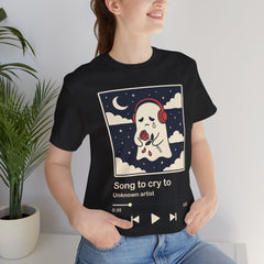 Funny Sad Ghost Song To Cry To Retro Music Player T-Shirt