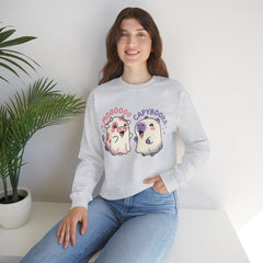 Funny Capyboora and Cow Ghost Retro Halloween Crewneck Sweatshirt
