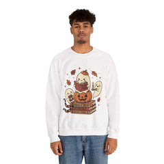 Cute Spooky Book Club Ghost Halloween Retro Crewneck Sweatshirt